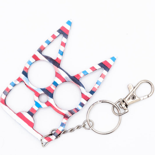 Bubbly Cat Self Defensive Key Chain - USA FLAG
