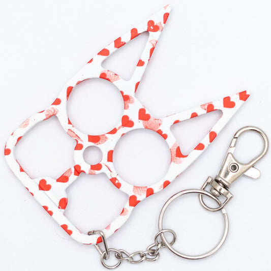 Bubbly Cat Self Defense Keychain - Hearts