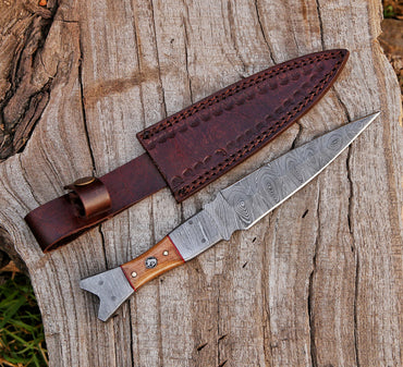 Fixed Blade Handmade Damascus Steel Hunting Dagger Knife