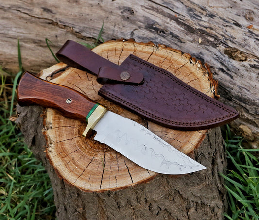 Custom Engraved Handmade 12C27 Stainless Steel Hunting Bowie Knife 12.5"