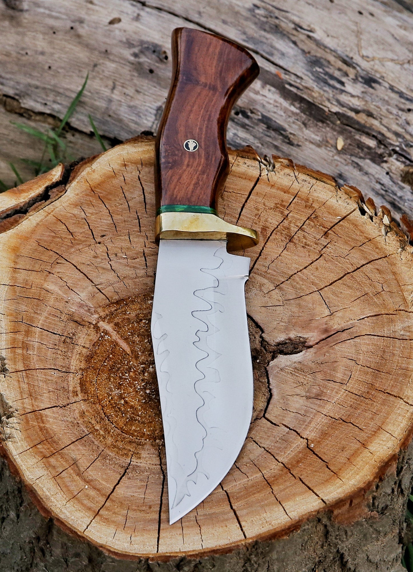 Custom Engraved Handmade 12C27 Stainless Steel Hunting Bowie Knife 12.5"