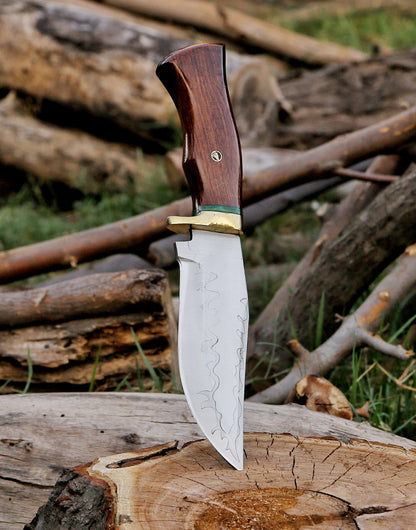 Custom Engraved Handmade 12C27 Stainless Steel Hunting Bowie Knife 12.5"