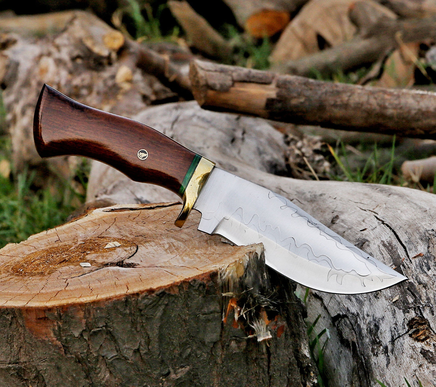 Custom Engraved Handmade 12C27 Stainless Steel Hunting Bowie Knife 12.5"