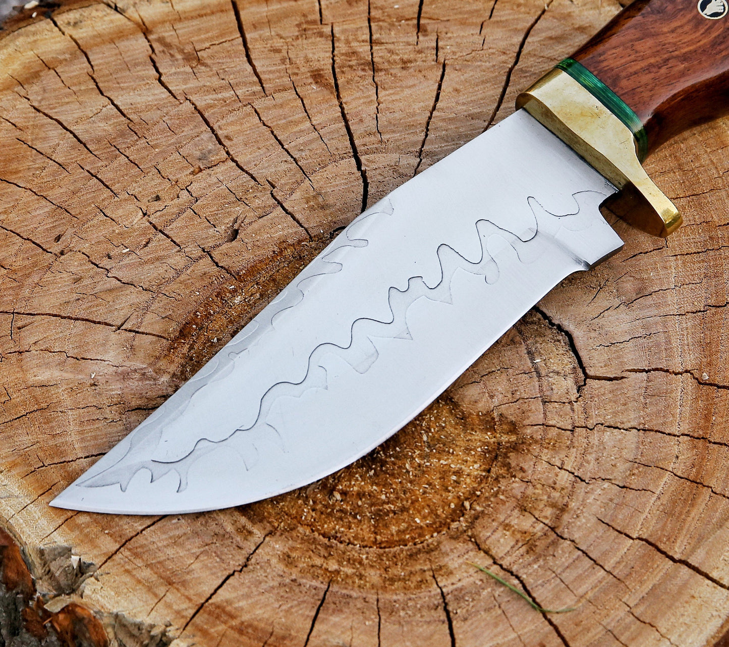 Custom Engraved Handmade 12C27 Stainless Steel Hunting Bowie Knife 12.5"