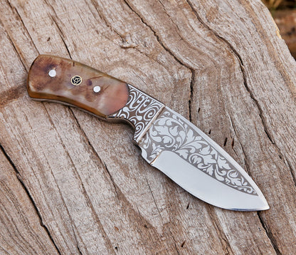 Custom Engraved Handmade 12C27 Stainless Steel Hunting Skinning Knife 8.5"