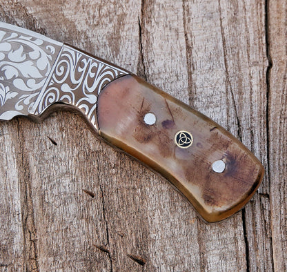 Custom Engraved Handmade 12C27 Stainless Steel Hunting Skinning Knife 8.5"