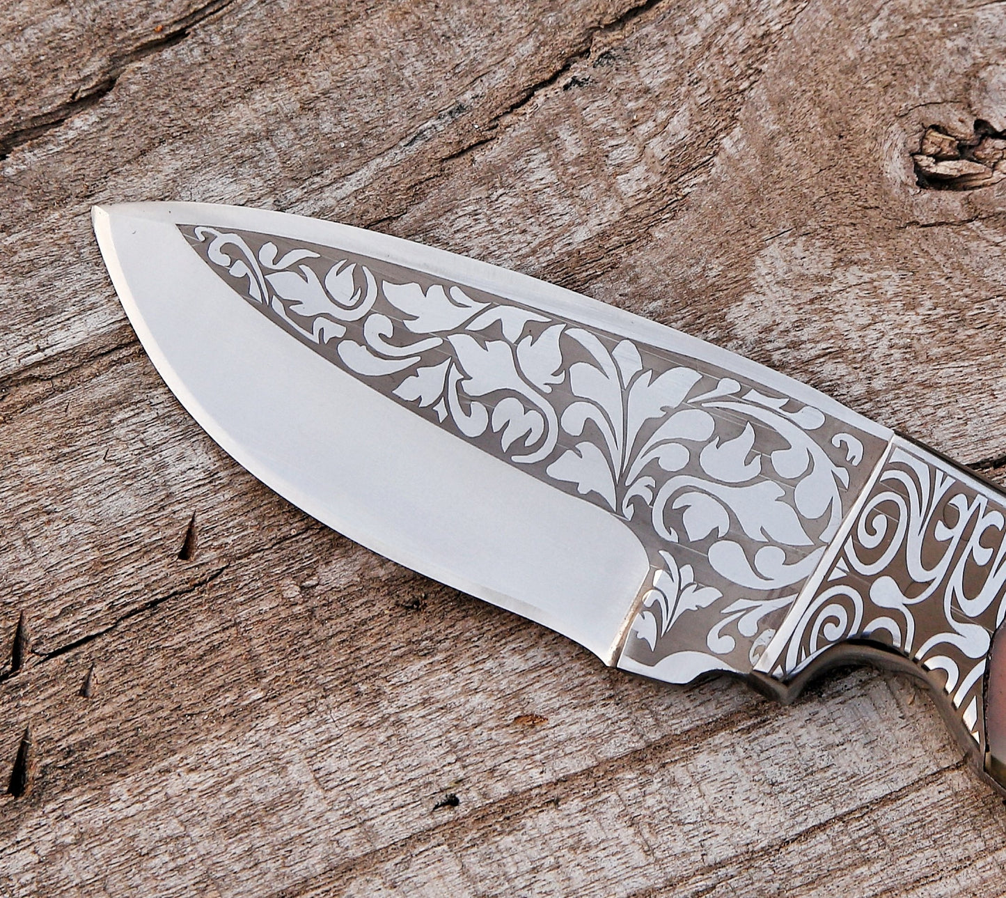 Custom Engraved Handmade 12C27 Stainless Steel Hunting Skinning Knife 8.5"