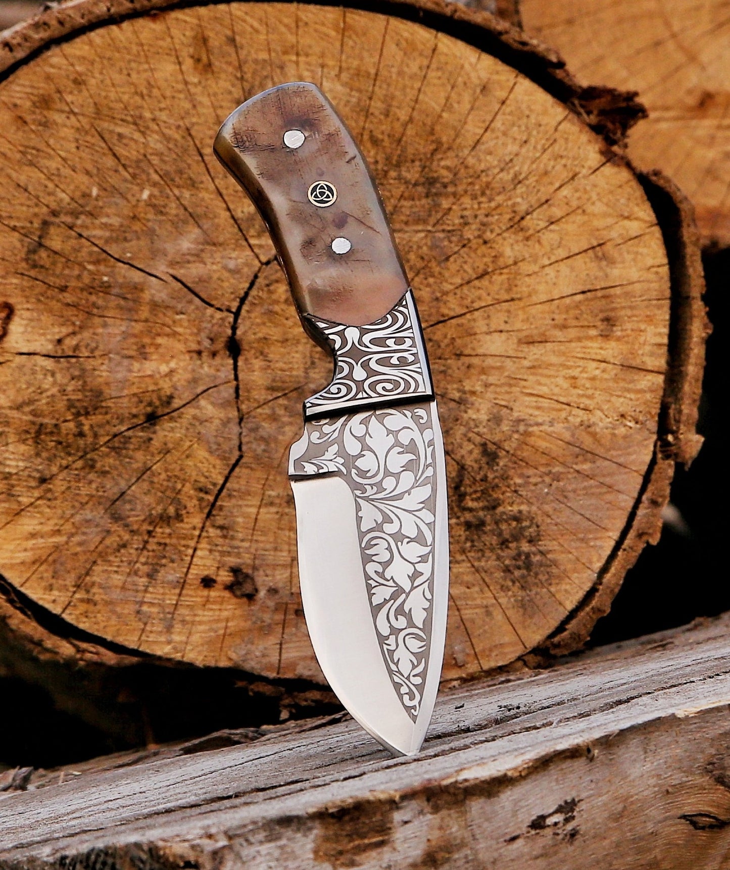 Custom Engraved Handmade 12C27 Stainless Steel Hunting Skinning Knife 8.5"