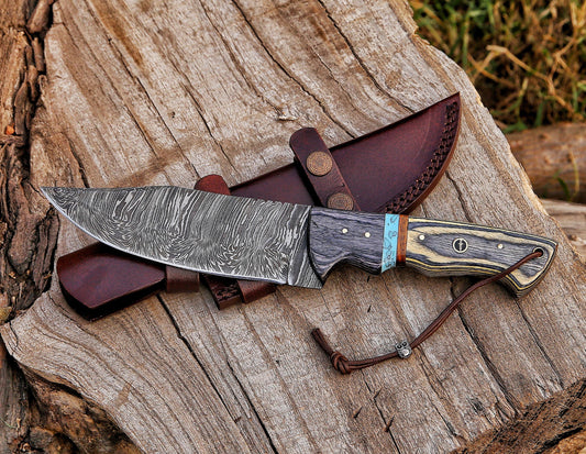 12" Custom Handmade Damascus Steel Hunting Bowie Knife