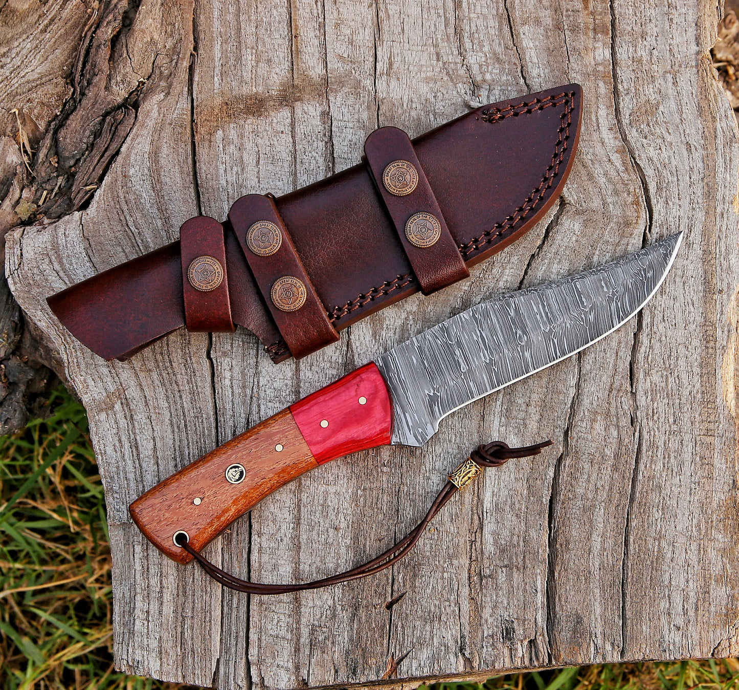 9.5" Custom Handmade Damascus Steel Hunting Skinning Knife