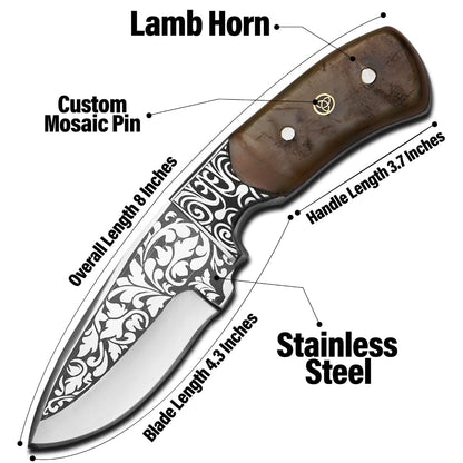 Custom Engraved Handmade 12C27 Stainless Steel Hunting Skinning Knife 8.5"