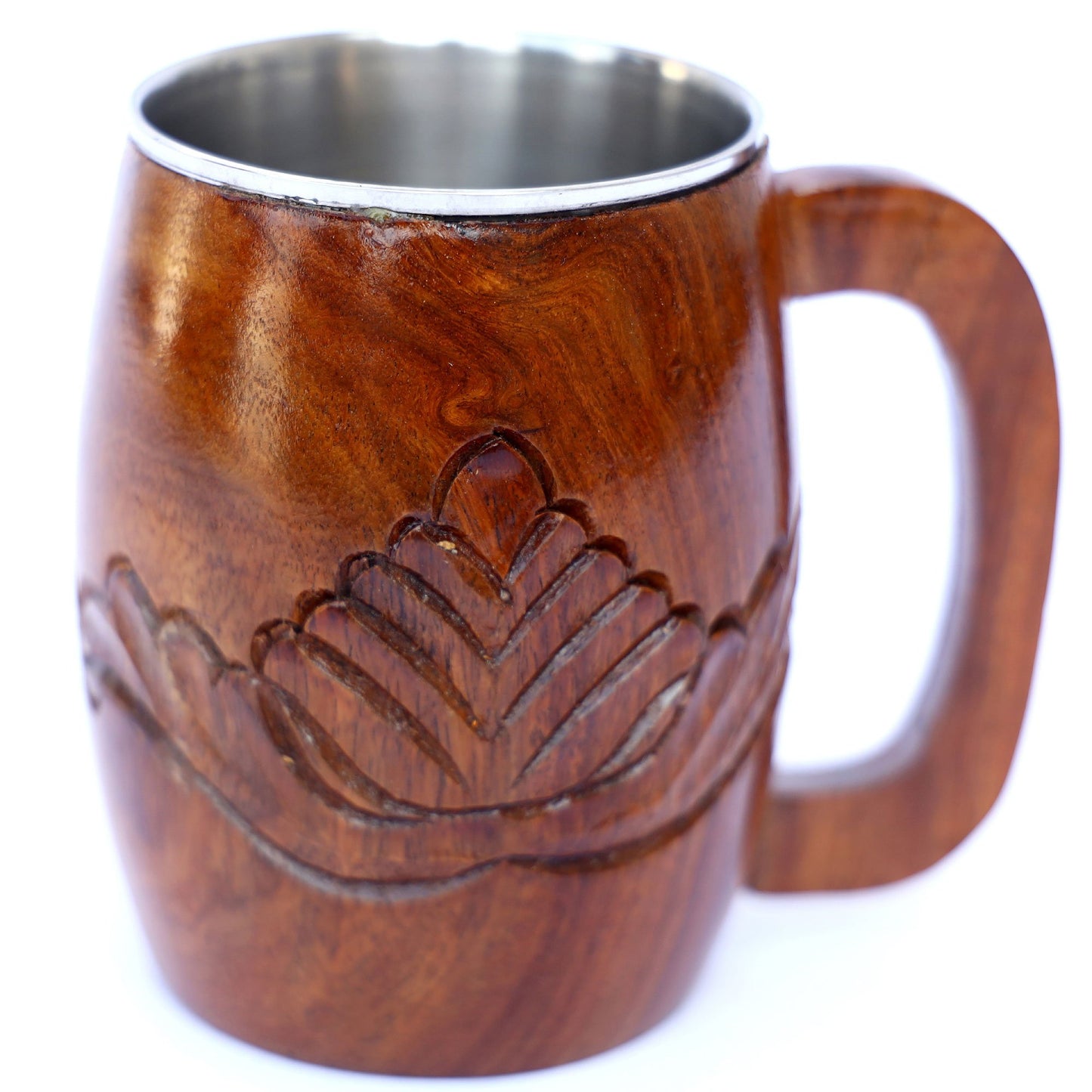 Handmade Wooden Mug With Stainless Steel Insert  250 ml Capacity