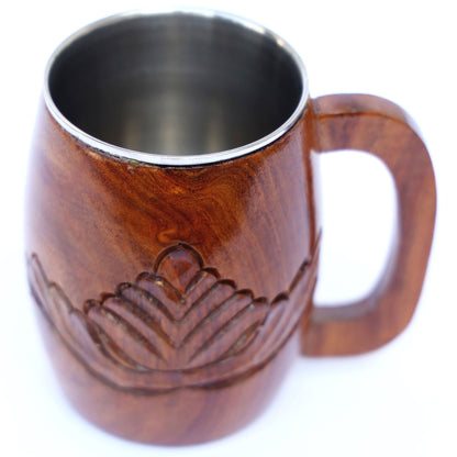 Handmade Wooden Mug With Stainless Steel Insert  250 ml Capacity