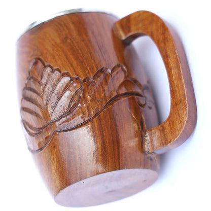 Handmade Wooden Mug With Stainless Steel Insert  250 ml Capacity