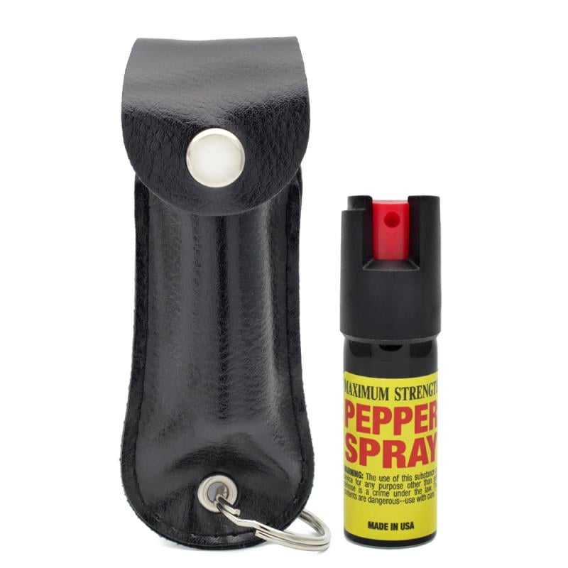 Black Keychain Personal Defense Pepper Spray OC-18 1/2 oz With Case