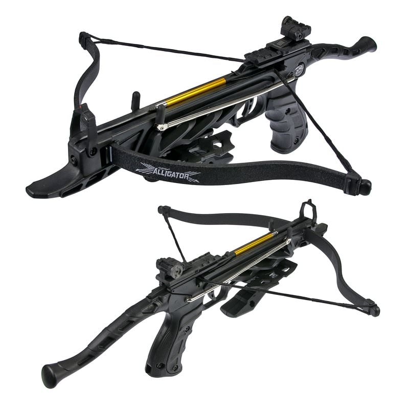 80lb Self Cocking Pistol CrossBow With Forearm Grip Black