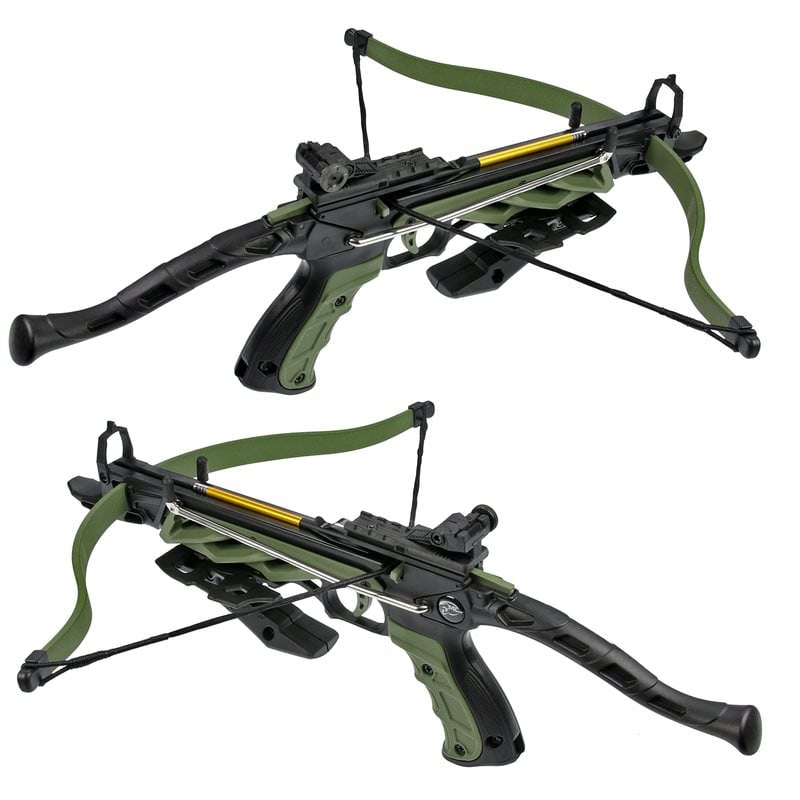 80lb Self Cocking Pistol CrossBow With Forearm Grip Olive