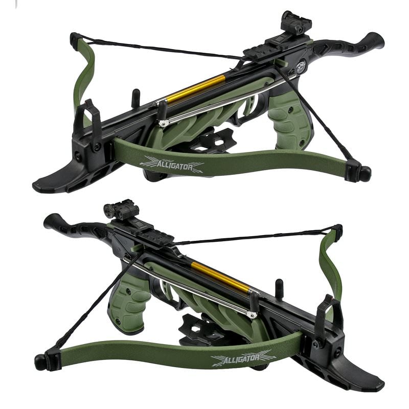 80lb Self Cocking Pistol CrossBow With Forearm Grip Olive