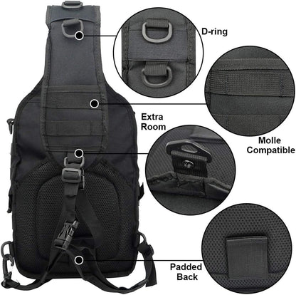 Tactical Sling Bag Pack Military Rover Shoulder Backpack EDC Assault Range Bag black