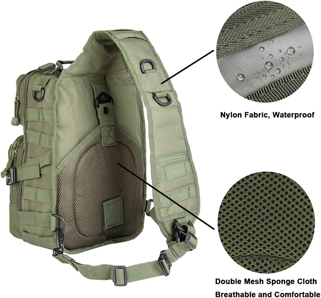 Tactical Sling Bag Pack Military Rover Shoulder Backpack EDC Assault Range Bag Green