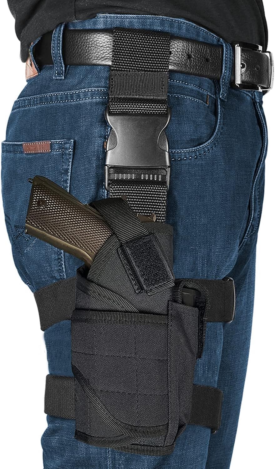 Tactical Pistol Thigh Gun Holster, Drop Leg Holster, Right Hand Adjustable