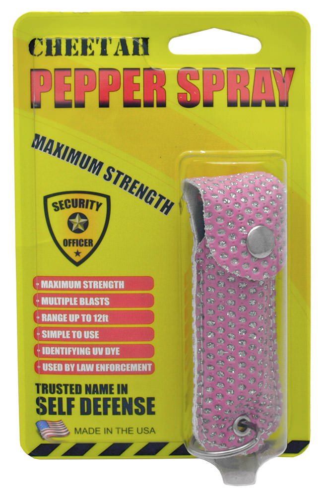 Bling Keychain Personal Defense Pepper Spray OC-18 1/2 oz With Case Pink