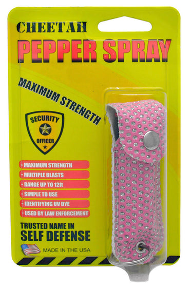 Bling Keychain Personal Defense Pepper Spray OC-18 1/2 oz With Case Pink