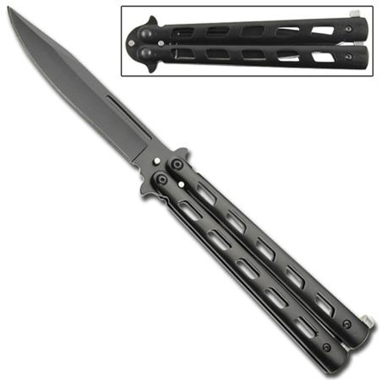 5" Closed Length Unchained Balisong Butterfly Knife - Black